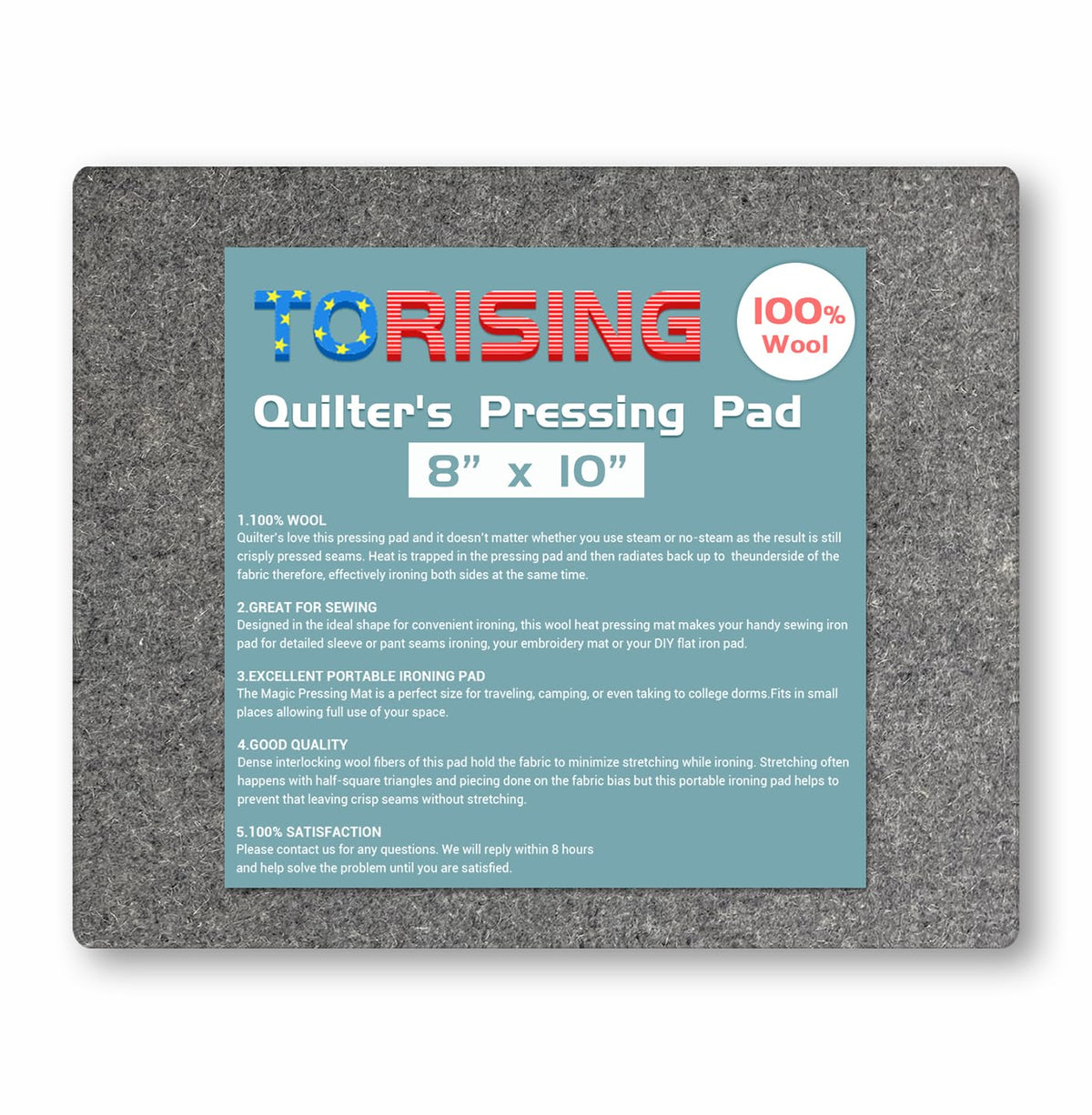 Wool Pressing Mat for Quilting - 8”x10”x0.6” 100% Wool Quilter’s Pressing Ironing Pad
