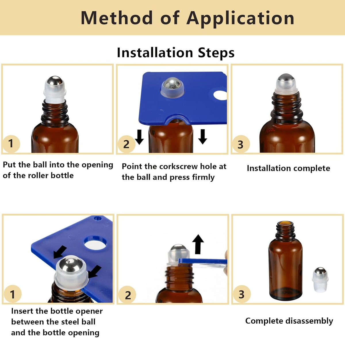 5ML Roller Bottles for Essential Oil, 4 Pack Empty Amber Glass Roller Bottle for Perfume Oil, Roll