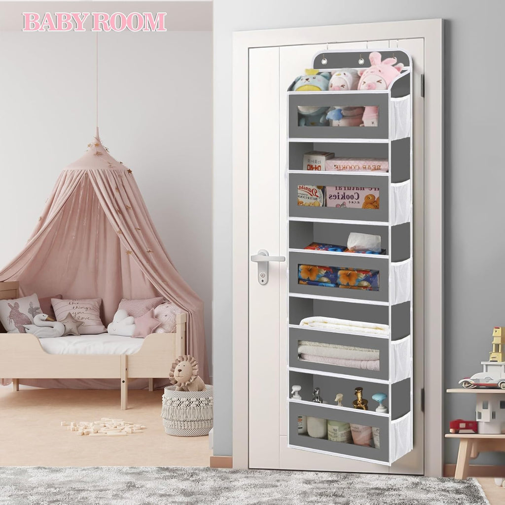 Over The Door Organizer, 5 Shelves Closet Door Hanging Storage and Organizer with 10 Mesh Pockets