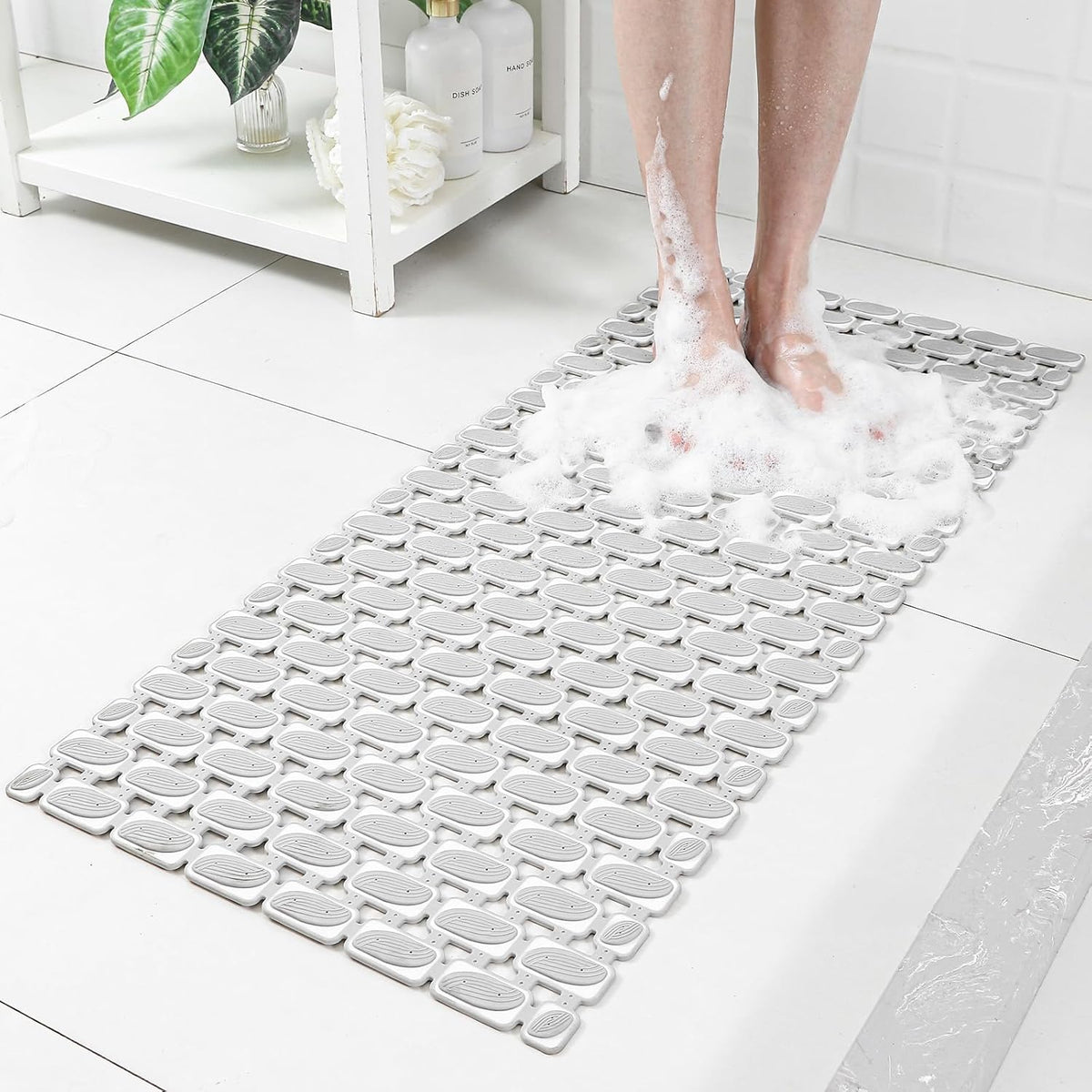 Shower Mat Non Slip Bathtub Mat - 36 x 16 Inch Eco-Friendly Soft Bath Mat for Tub Non Slip Shower