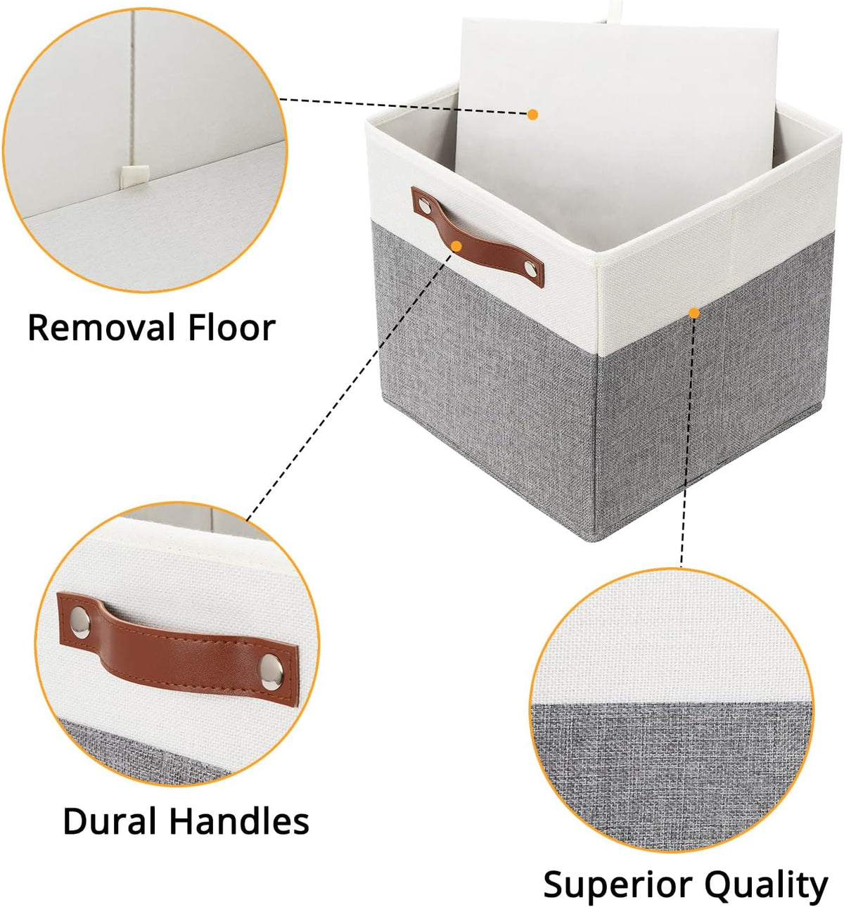 DULLEMELO Storage Cubes 12 inch, Collapsible Sturdy Cube Storage Bins With Handles for