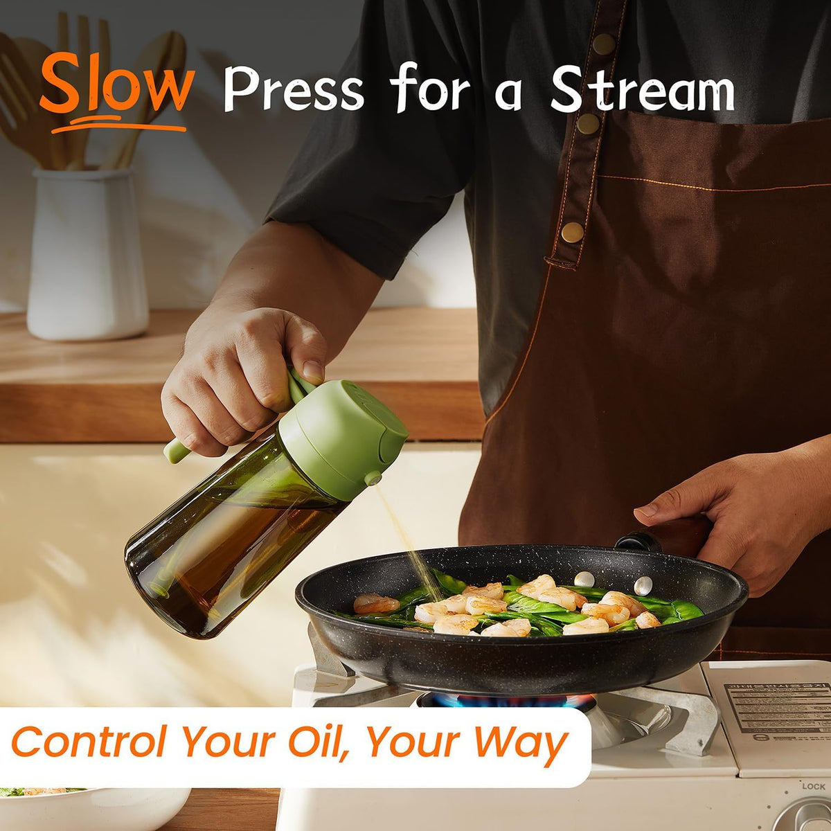 TrendPlain - Original 16oz/470ml Olive Oil Dispenser Bottle for Kitchen Gadgets and Air Fryer