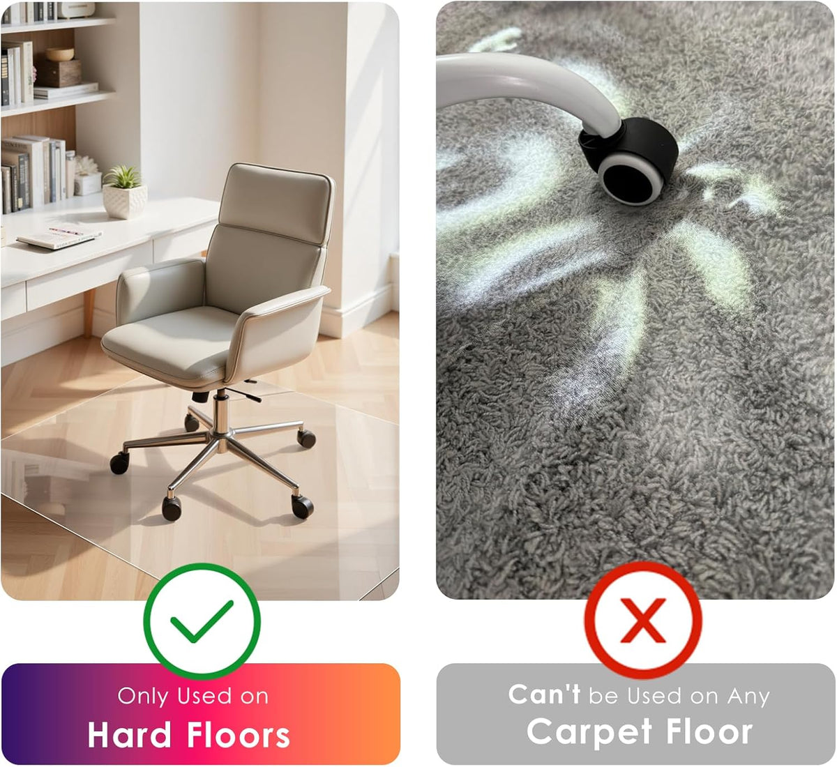 Kuyal Clear Chair mat for Hard Floors 36 x 48 inches Transparent Floor Mats Wood/Tile Protection