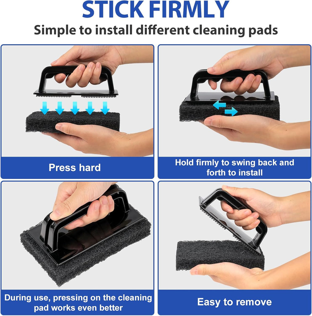 Skylarlife Scouring Pad Brush Cleaning Scrub with Handle Abrasive Pad for Grout Tile Shower and