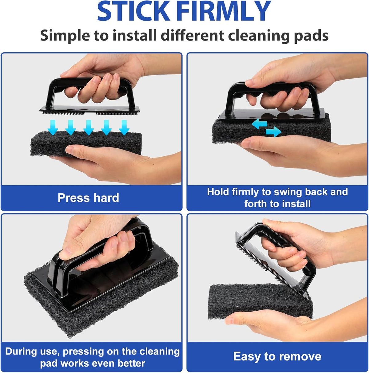 Skylarlife Scouring Pad Brush Cleaning Scrub with Handle Abrasive Pad for Grout Tile Shower and