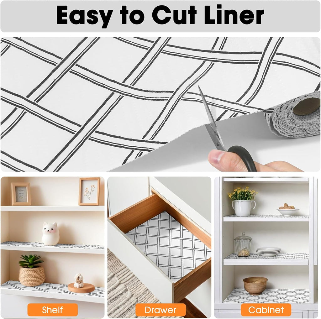 Drawer and Shelf Liner for Kitchen Cabinets Non-Adhesive, Non-Slip Cabinet Liner Shelf Paper Strong