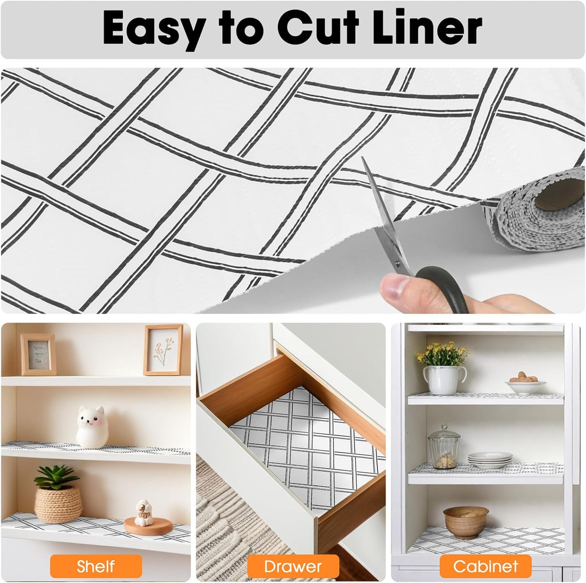 Drawer and Shelf Liner for Kitchen Cabinets Non-Adhesive, Non-Slip Cabinet Liner Shelf Paper Strong