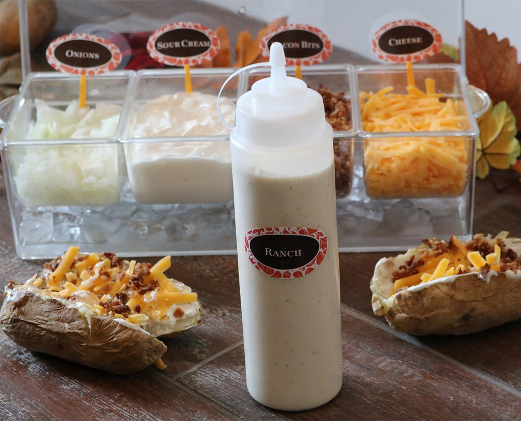 Oaklyn Squeeze Bottles 8oz 6 Pack - Reusable Condiment Bottles for Sauces Liquids BPA-Free Leak