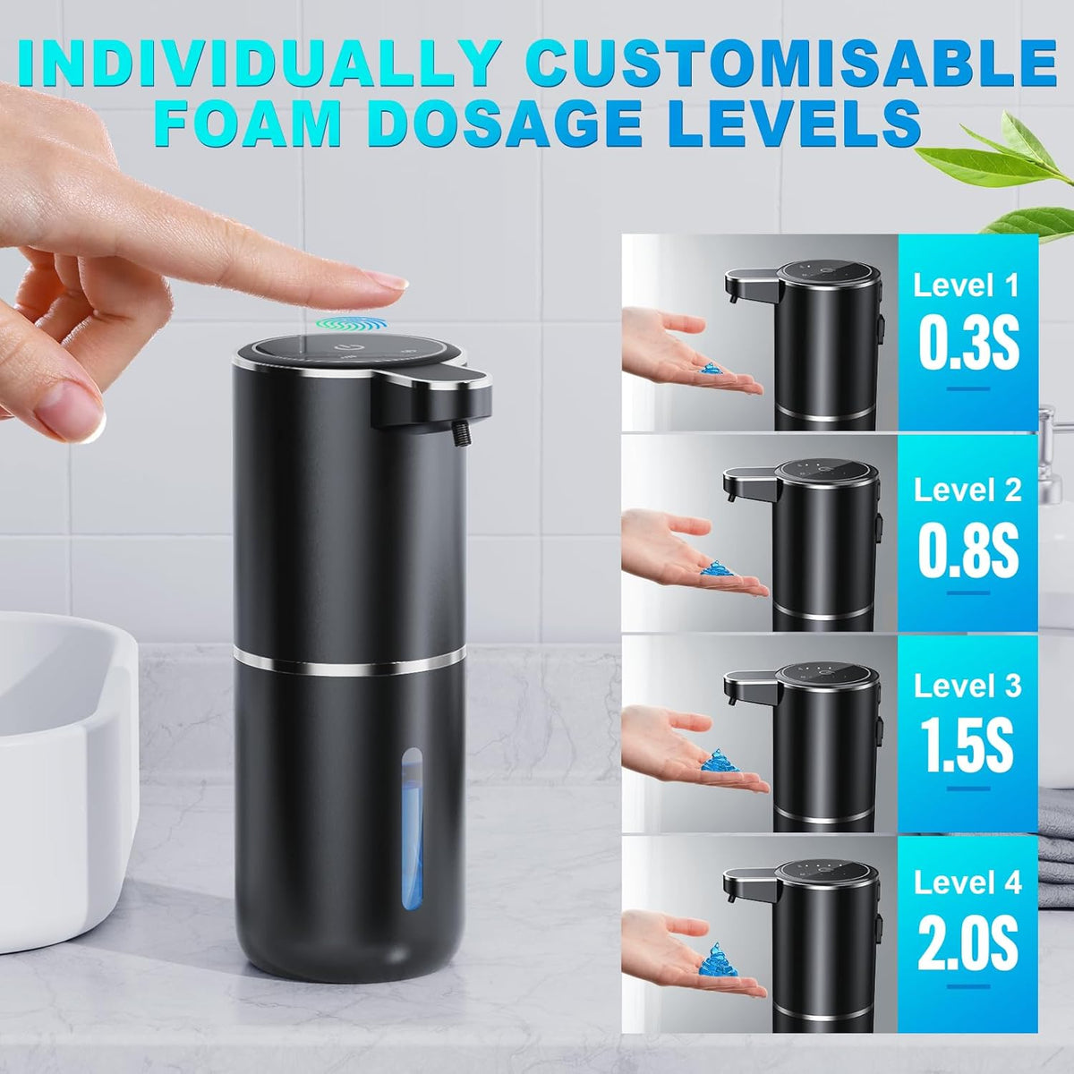 Automatic Liquid Soap Dispenser, 12.8oz/380ml Wall Mount Touchless Soap Dispenser with Sensor