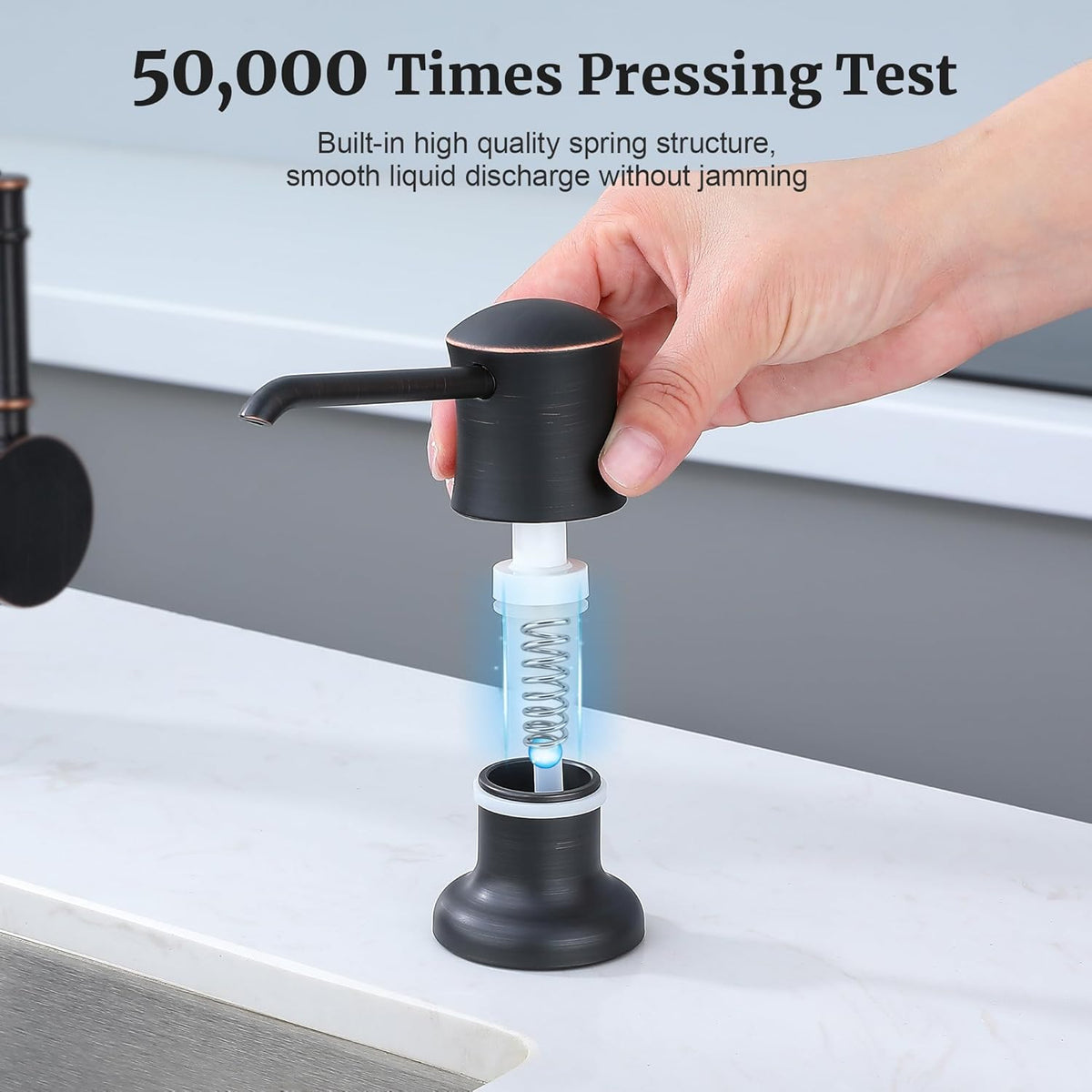 Soap Dispenser for Kitchen Sink (Oil Rubbed Bronze), Built-in and Refill-from-Top Design with