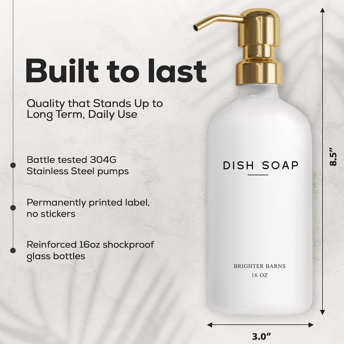 Luxury Glass Hand and Dish Soap Dispenser Set by Brighter Barns - Kitchen Soap Dispenser Set &
