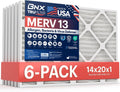 BNX TruFilter 14x20x1 Air Filter MERV 13 (6-Pack) - MADE IN USA - Electrostatic Pleated Air