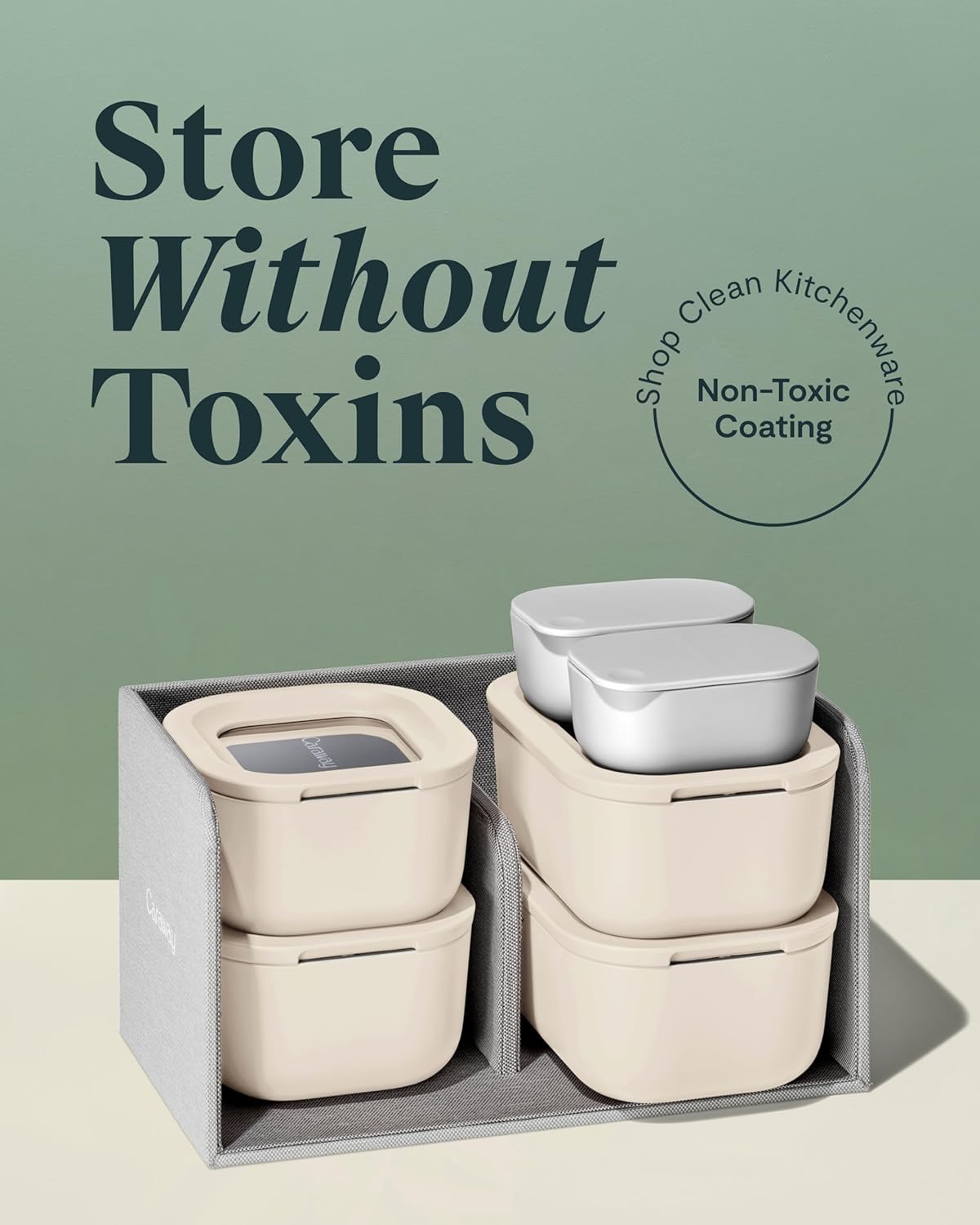 Caraway Mini Food Storage 11pc Set - Glass Storage Containers for Food - Non-Toxic Ceramic-Coated