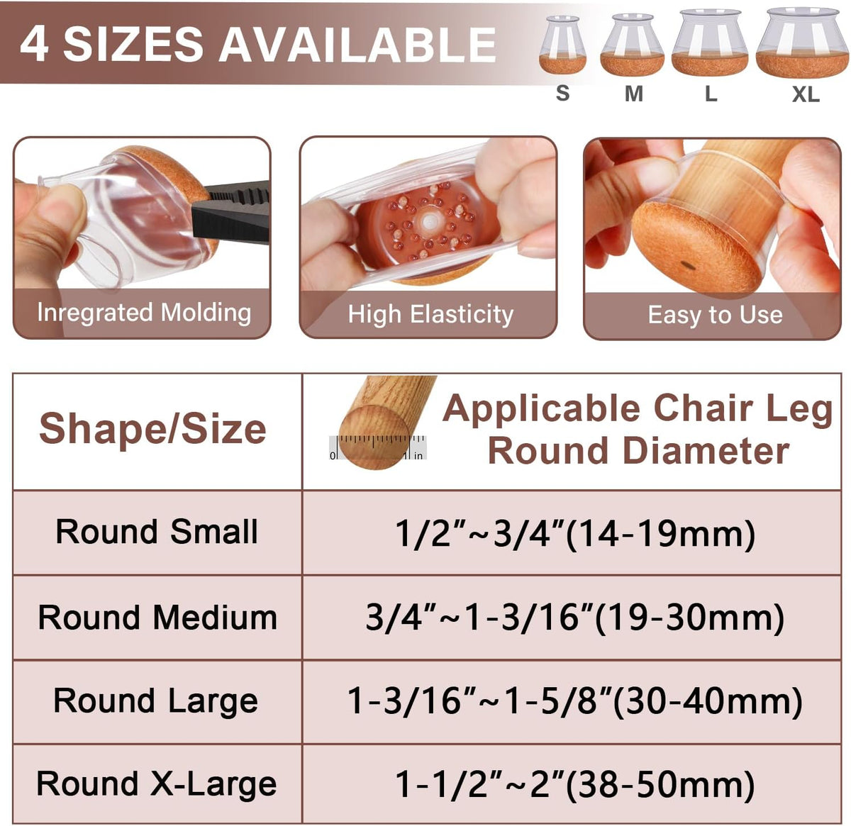 Chair Leg Floor Protectors for Hardwood Floors Felt Furniture Pads Silicone Caps 16 Pack