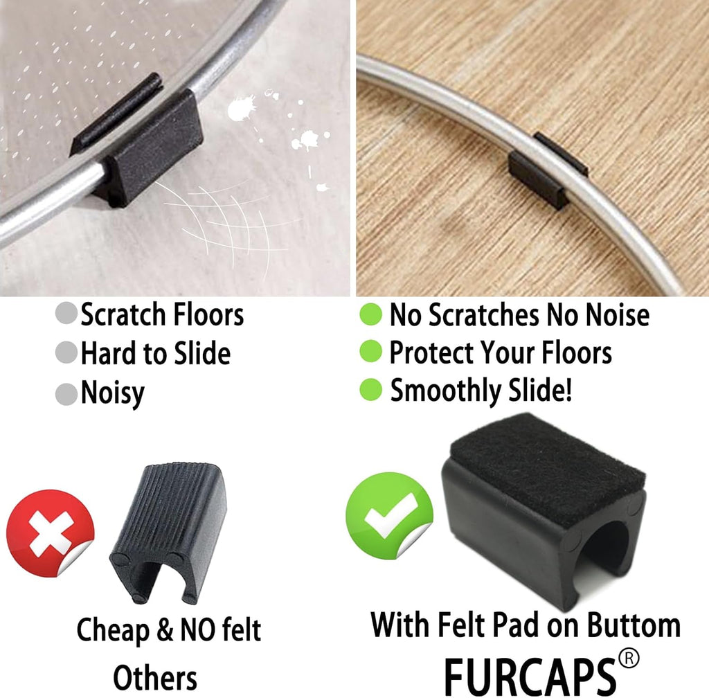 Rectangle U Shaped Chair Leg Tips Cap with Felt Pads,Furniture Feet Protectors Slide Smoothly