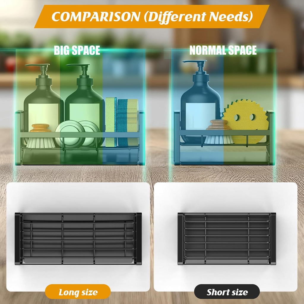 Sponge Holder for Kitchen Sink,Stainless Steel Kitchen Sink Organizer with Auto Draining
