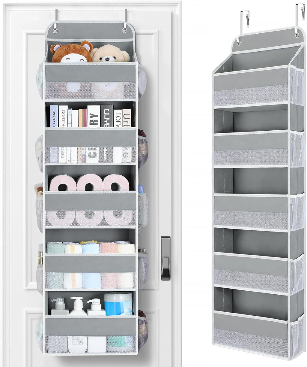Yecaye Over The Door Organizer Storage, 5-Tier Heavy Duty Door Organizers Hanging with 10 Side Mesh
