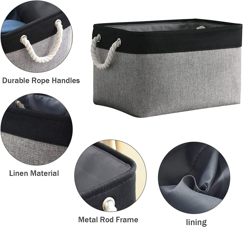 TcaFmac Storage Basket for Organizing - Large 4 Pack Canvas Decorative Storage Bins Baskets for
