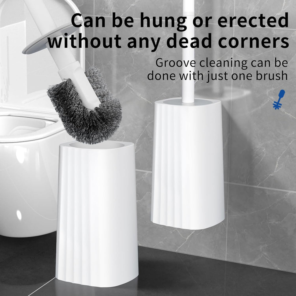 Toilet Brush & Holder Set, 2 Pack Toilet Brushes for Bathroom with Holder, Lightweight Plastic