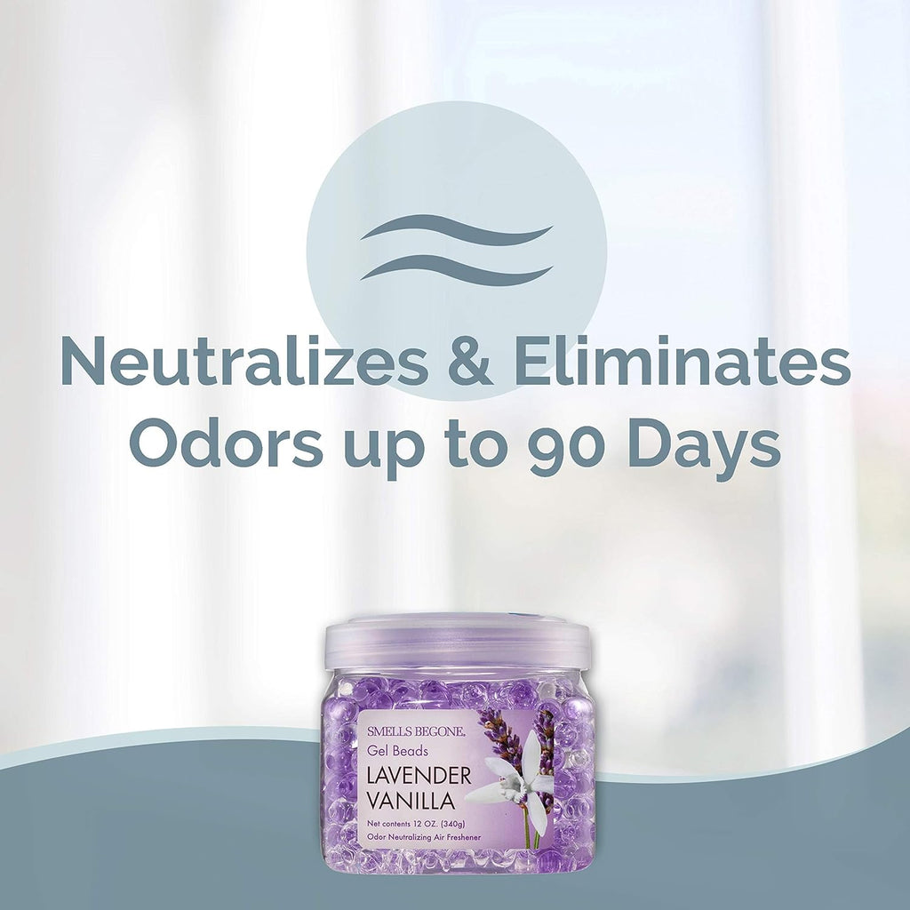 SMELLS BEGONE Odor Eliminator Gel Beads - 12 oz, Pack of 2 - Eliminates Odor in Bathrooms, Cars