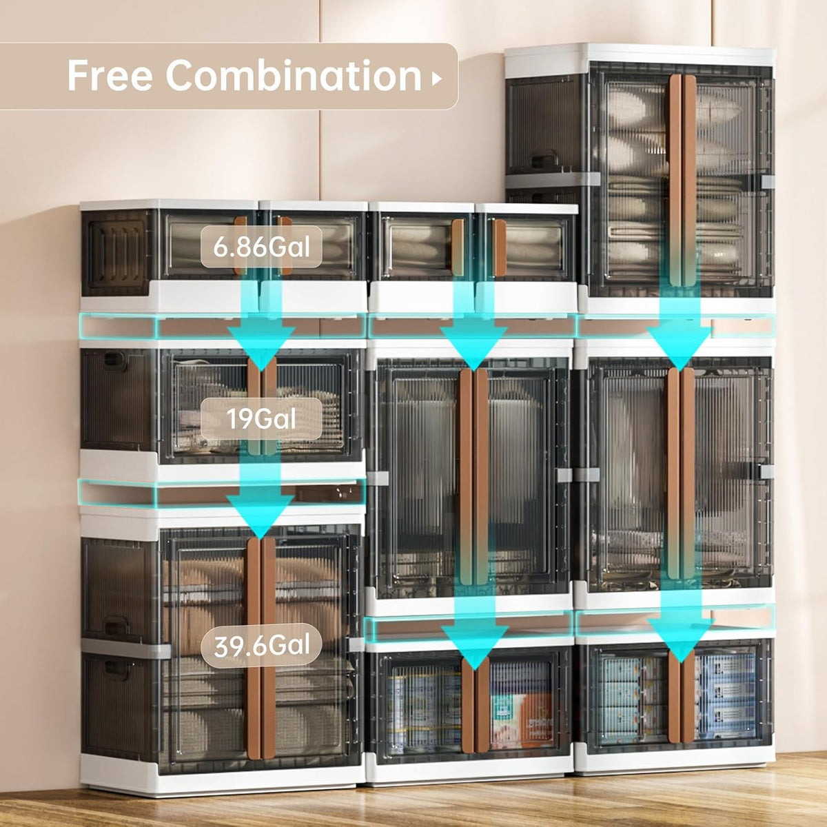 HAIXIN Closet Organizers and Storage, Collapsible Clothing Storage with Closet Rod and Clothes