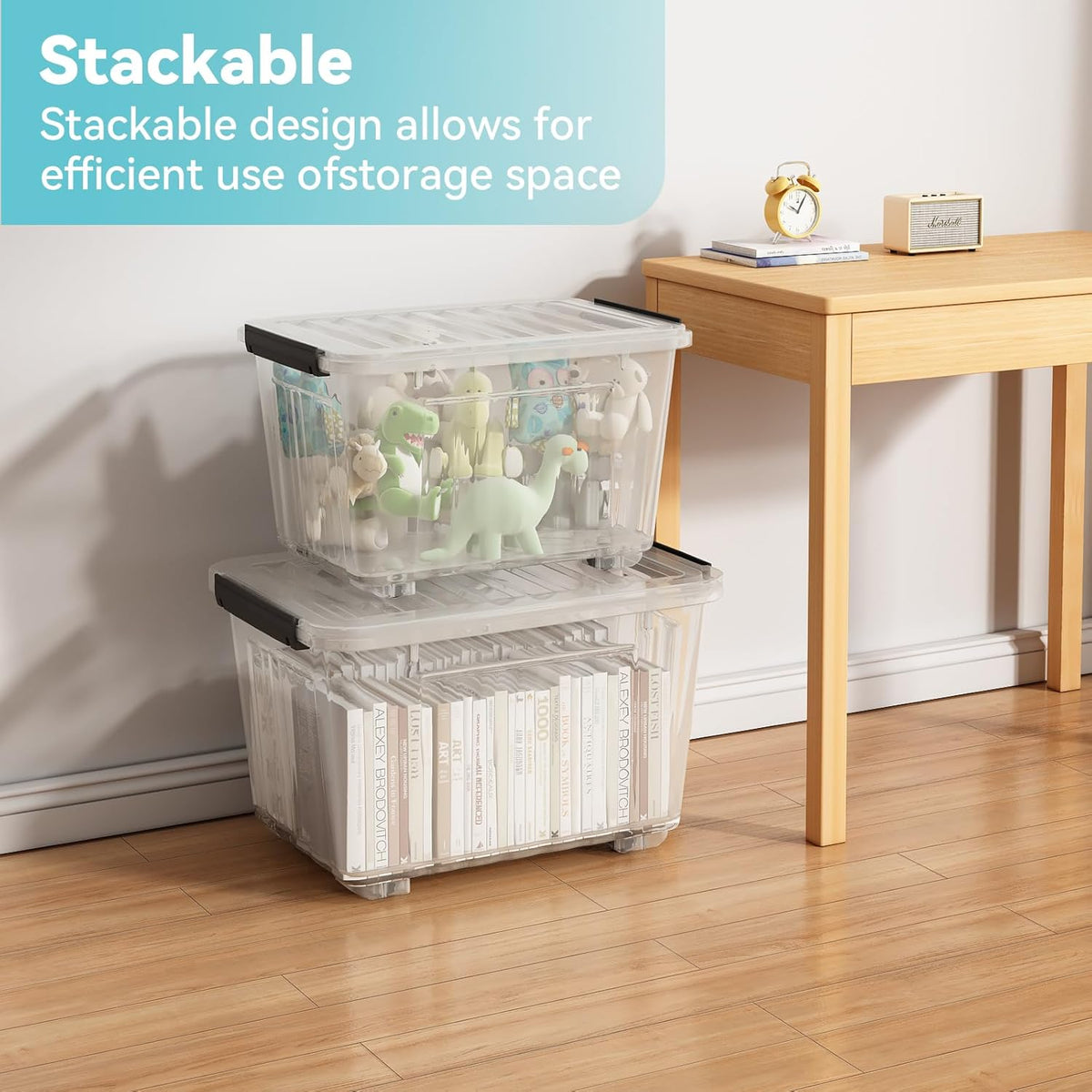 Nazhura 97 Quart Plastic Storage Bin, Stackable and Nestable Storage Boxes with Lids and Secure