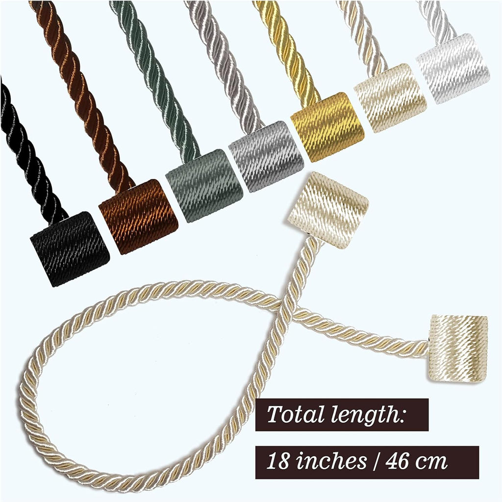 Hion Magnetic Curtain Tiebacks White 2pcs, Curtain Tiebacks Buckles Holdbacks Holders Hooks Clip