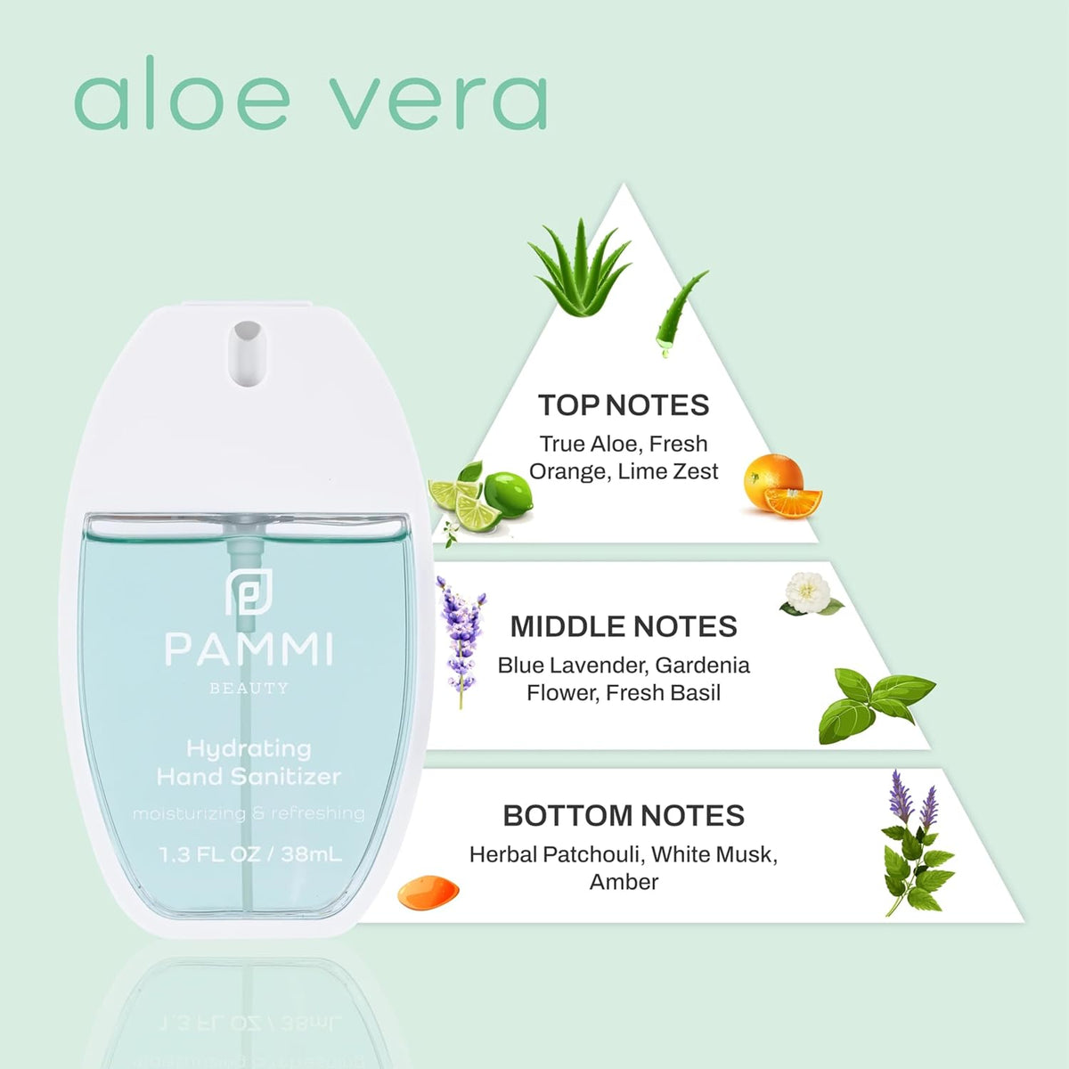PAMMI Power Mist Hydrating Hand Sanitizer Spray, Portable Travel Size Pocket Hand Sanitizer