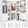 Corner Closet System with 5 Drawers, Closet Organizer System with 15+Shelvess & 4 Hanging Rods