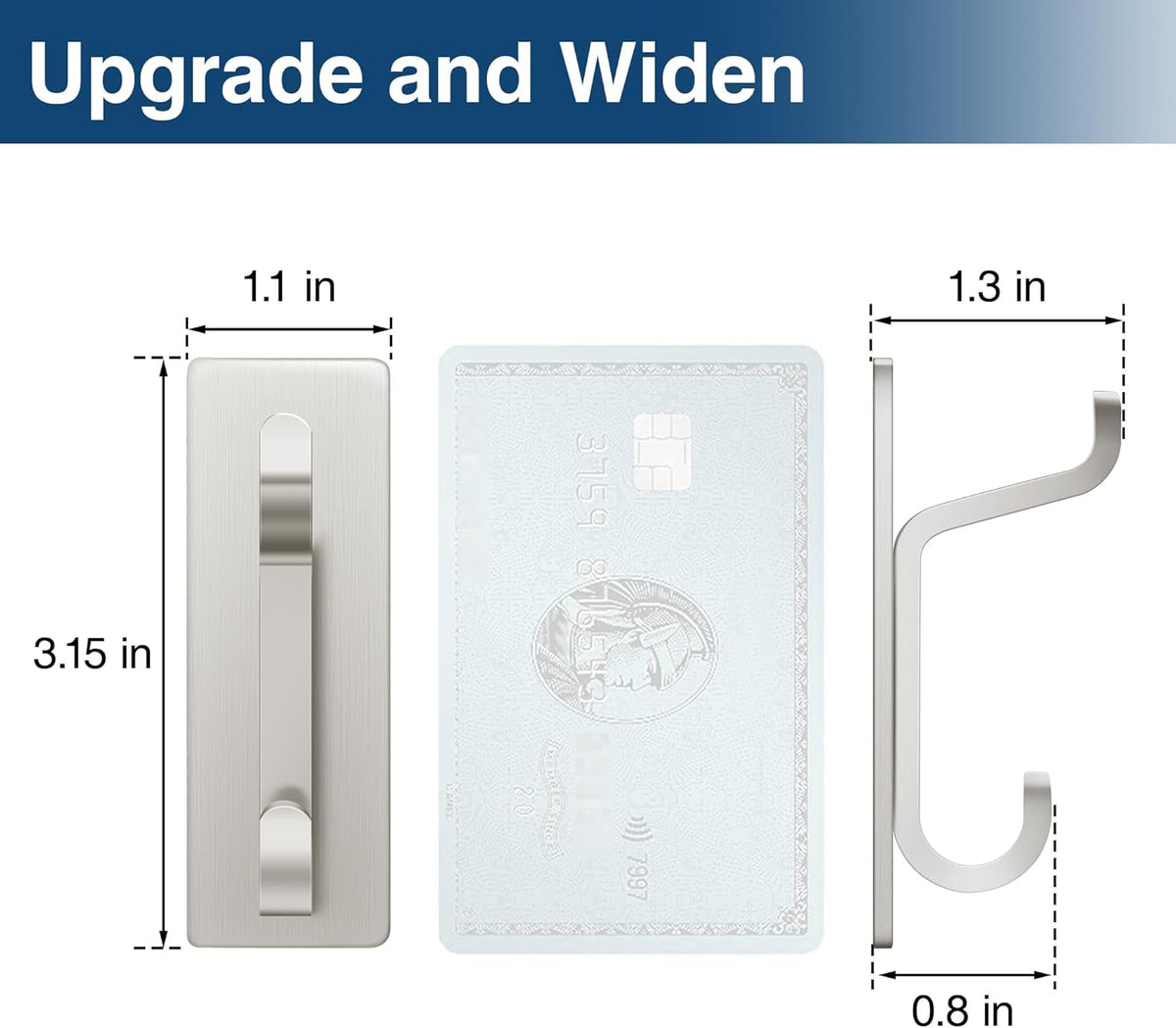 pickpiff Wall Hooks for Coat and Towel: 13LB Adhesive Door Hanger Stick on, Brushed Nickel