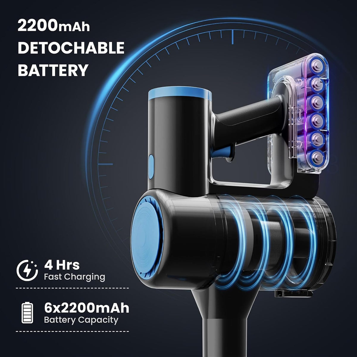 Cordless Vacuum Cleaner with 35kPa Suction Vacuum Cleaner, Lightweight Stick Vacuum Cordless for