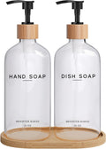 Clear Glass Hand and Dish Soap Dispenser Set by Brighter Barns - Kitchen Soap Dispenser Set with