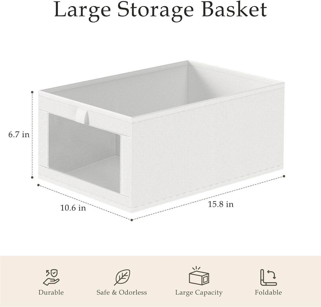 Criusia 4 Pack Closet Organizers and Storage, Large Linen Closet Baskets for Organization, Foldable