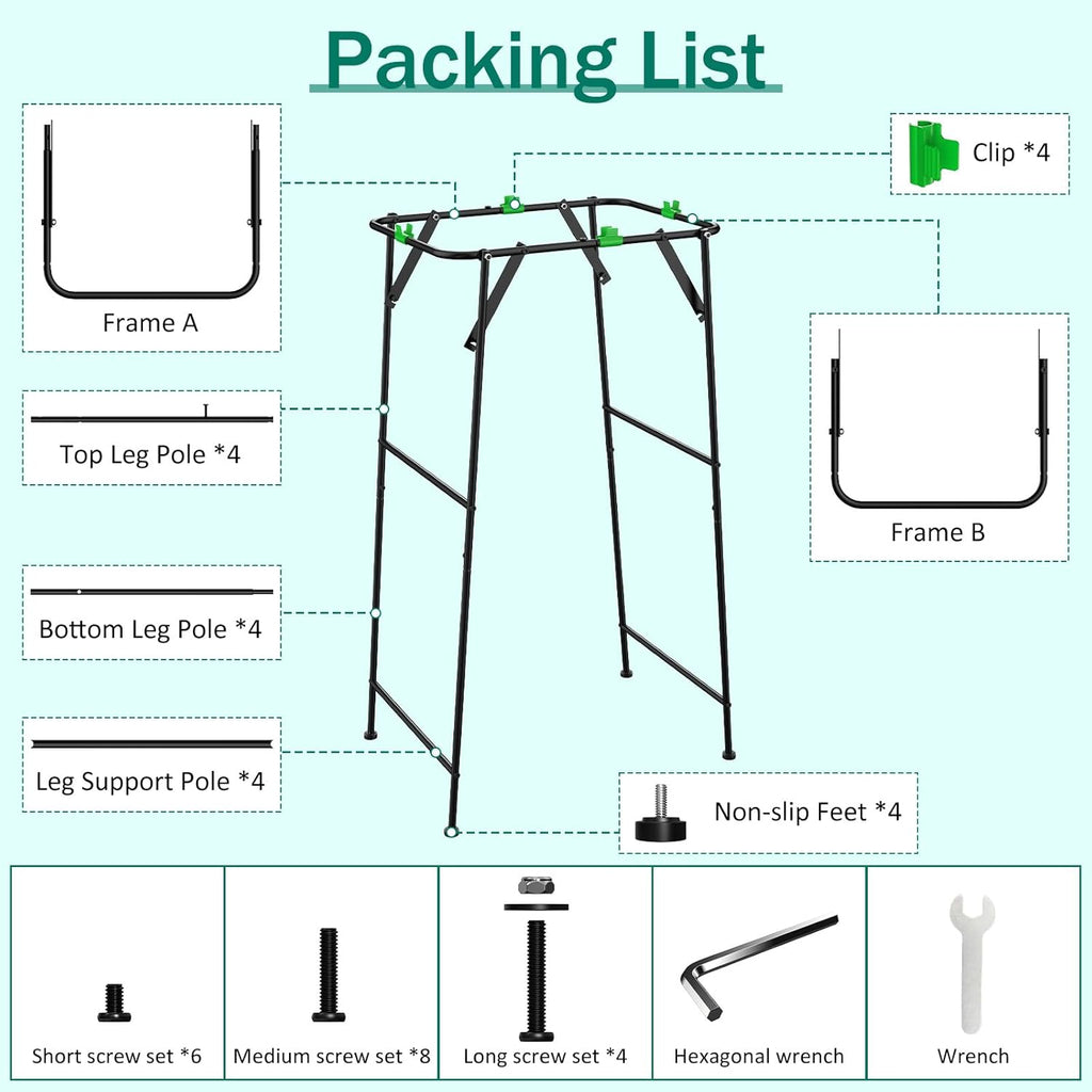 Foldable Trash Bag Holder Stand, Garden Garbage Bag Holder Frame Holds 30-55 Gallon Bags, Portable