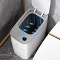 JOYBOS Small Bathroom Trash Cans with Lids,3.8 Gallon Slim White Plastic Automatic Garbage