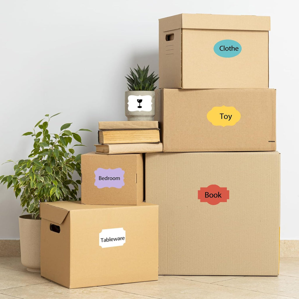 Purple Labels - 250 PCS 3" x 2" Fancy Shape Stickers for Storage Box or Food Jars