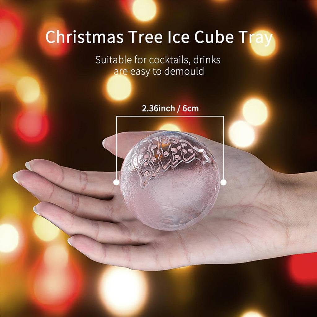 Novelty Christmas Snowflake Tree Ball Ice Maker Mold Set of 4, Funny Christmas Snowflake Tree Gifts