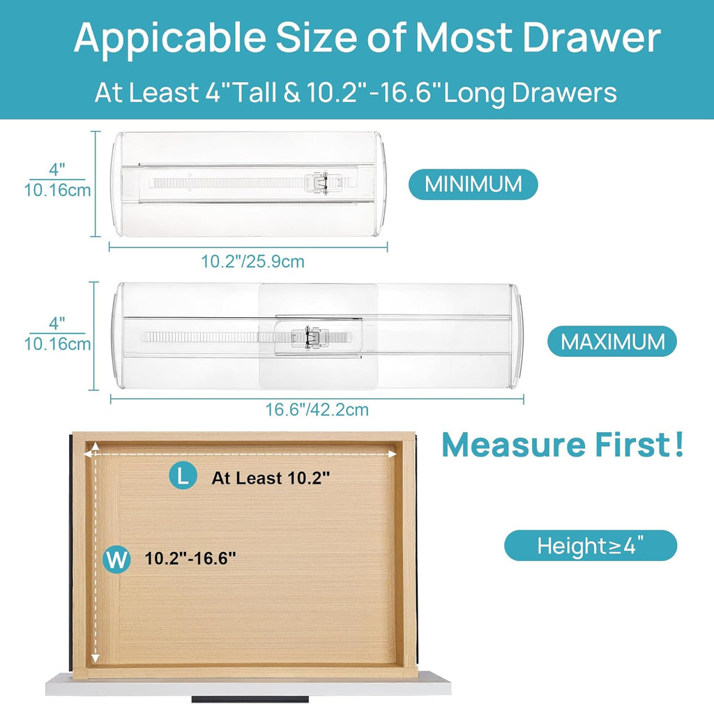 Vtopmart 8 Pack Drawer Dividers for Clothes, 4" High 10.2"-16.6" Adjustable Expandable Dresser