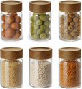 6pc Glass Mason Jars with Acacia Wood Airtight Lids - Overnight Oats & Food Storage Container Set