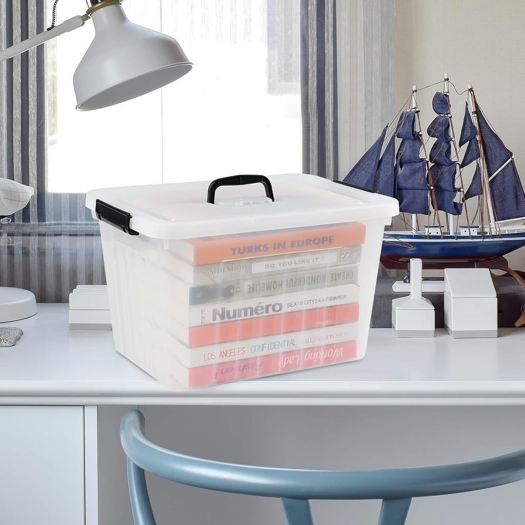 Asking 18 L Clear Plastic Storage Box with Handle, 4-Pack