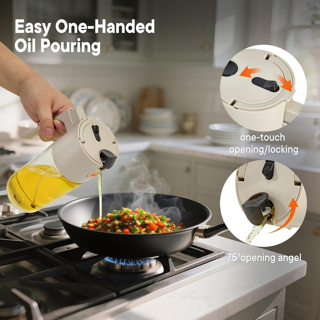 Oil Sprayer For Cooking with Leak-Proof Seal, One Touch Mist - 600ML Kitchen Oil Dispenser Bottle