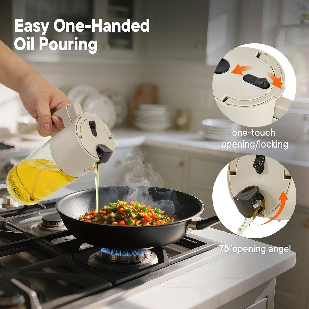 Oil Sprayer For Cooking with Leak-Proof Seal, One Touch Mist - 600ML Kitchen Oil Dispenser Bottle