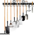 34 Inch Garden Tool Organizer Wall Mount with Non Slip Rubber Coated Metal Hooks, Storage Rack for
