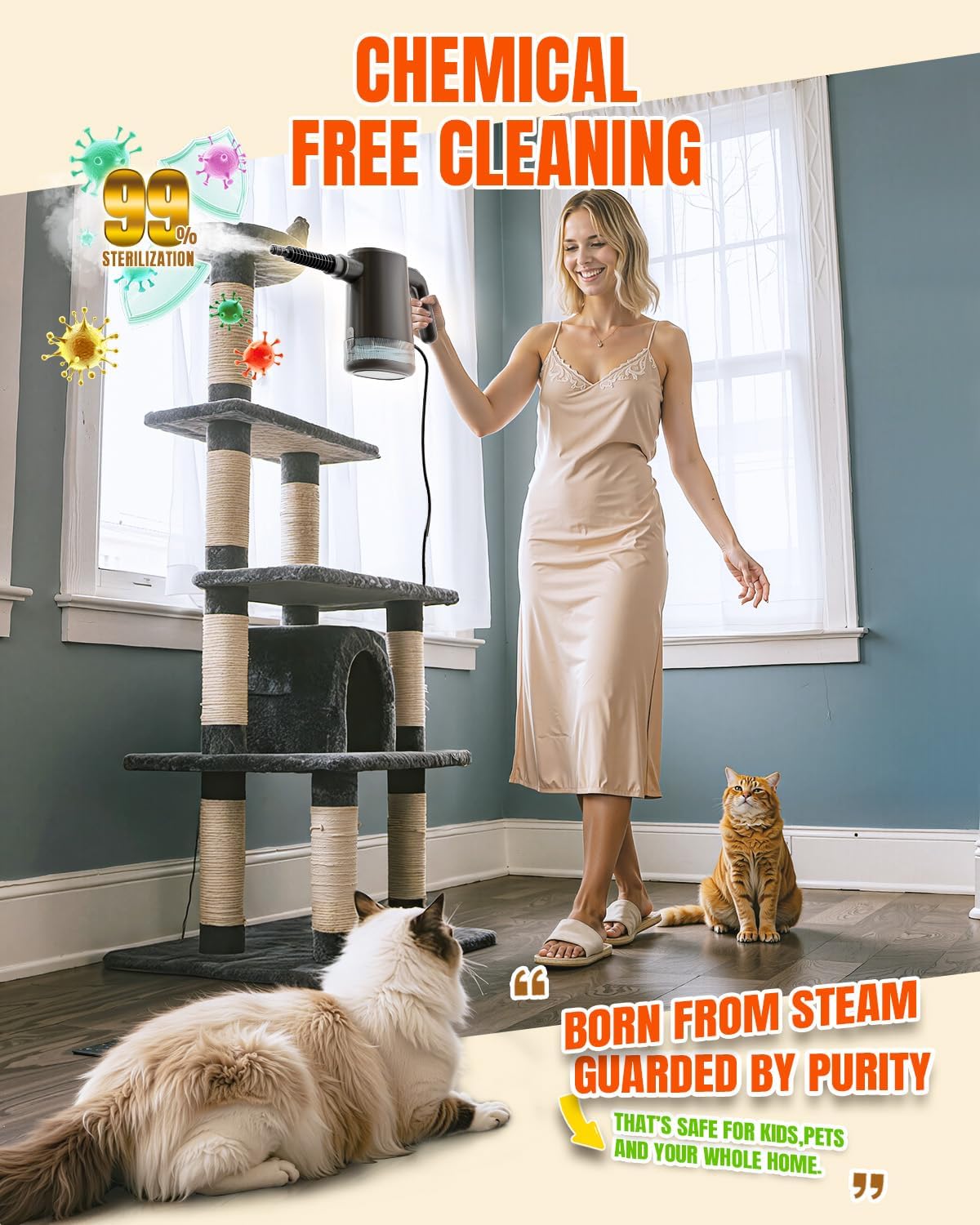 Handheld Steam Cleaner for Home, Portable Steamer Cleaner with 12 Accessories, 15S Fast Heat Up