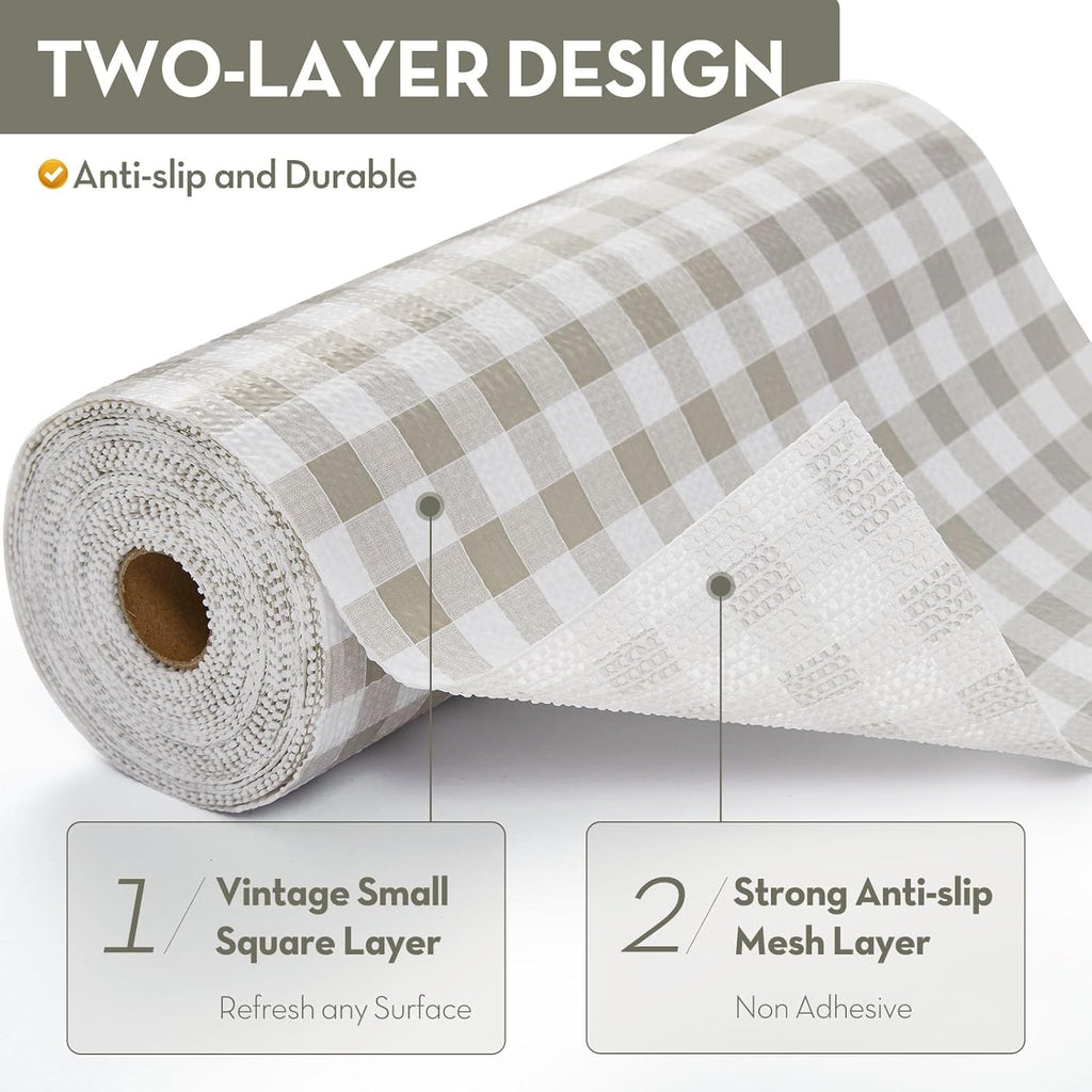 Drawer Shelf Liner, Non-Slip Kitchen Cabinet Liners Non-Adhesive Thick Strong Grip Waterproof Mats
