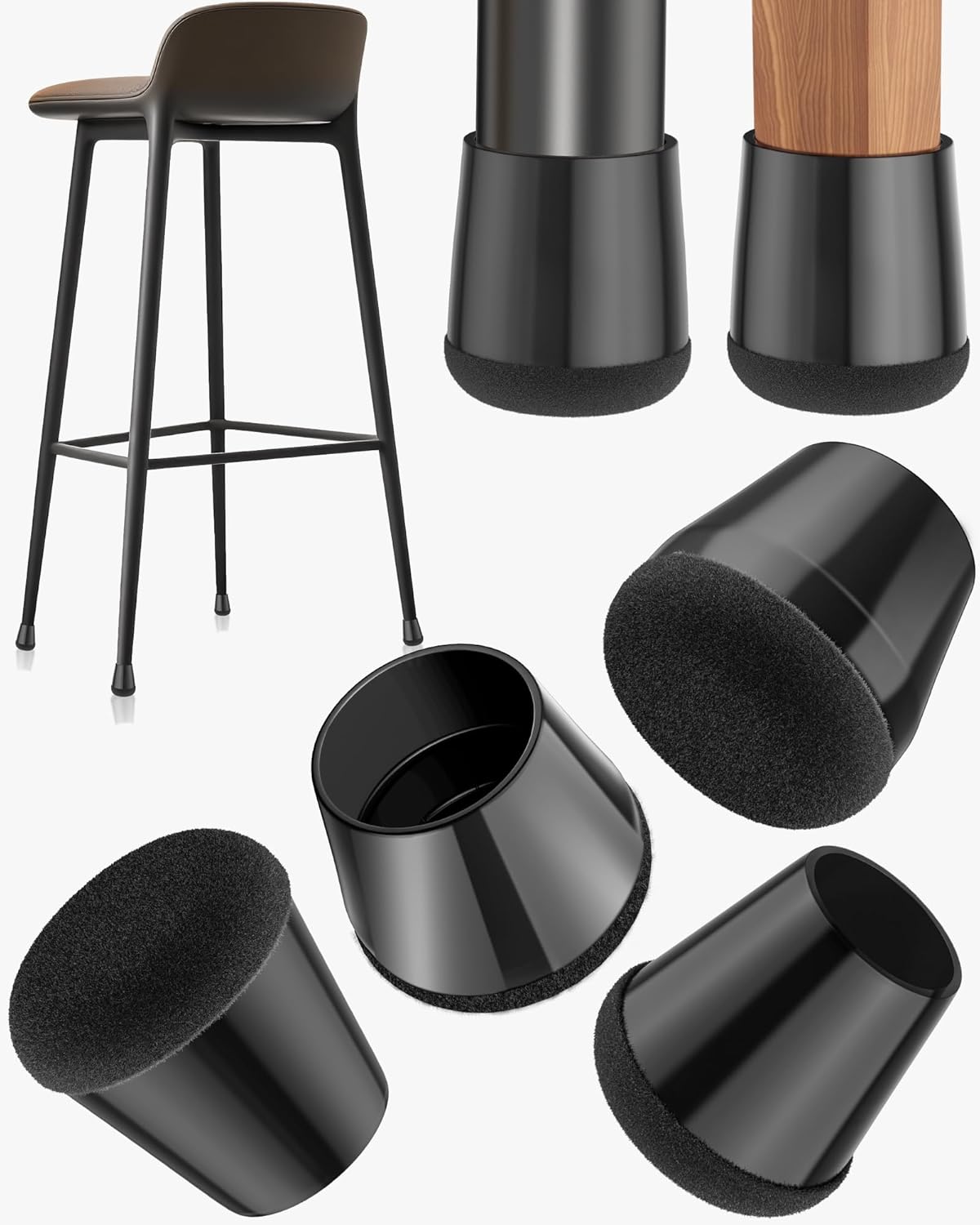 24-Pack Silicone Chair Leg Floor Protectors for Hardwood Floors -Felt Furniture Pads, Rubber Chair