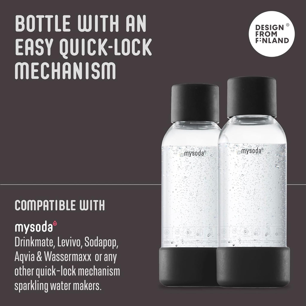 Mysoda Carbonating Bottles 2Pck 0.5L - Compatible with MySoda and any brands - Quick-Lock Reusable