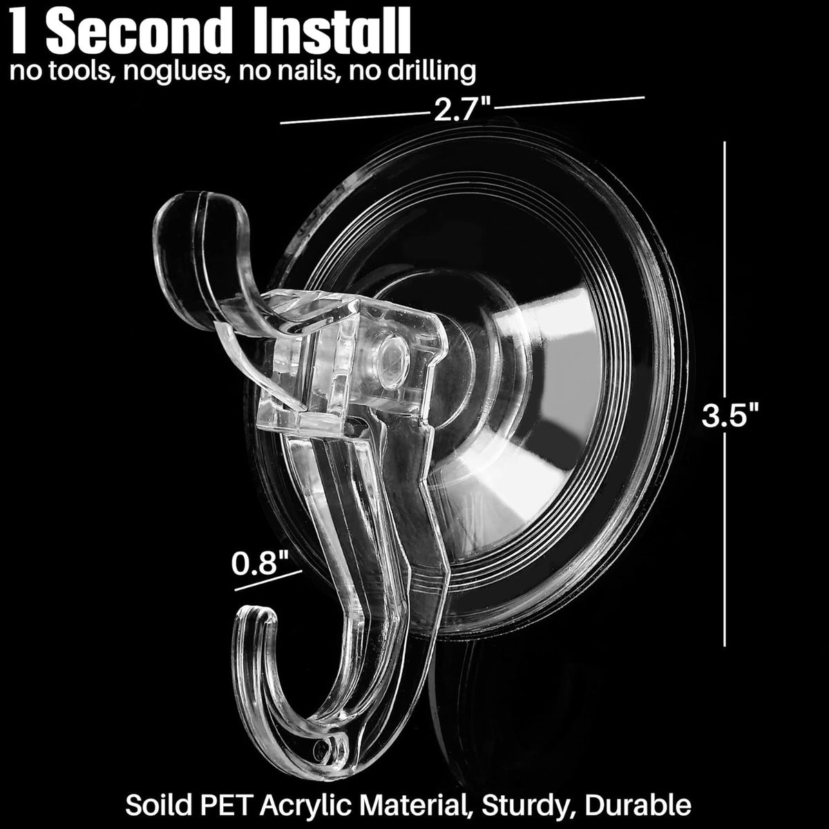 Antimbee Transparent Heavy Duty Suction Hooks, 5 Pack, Holds up to 11 lbs, Modern & Simple Design