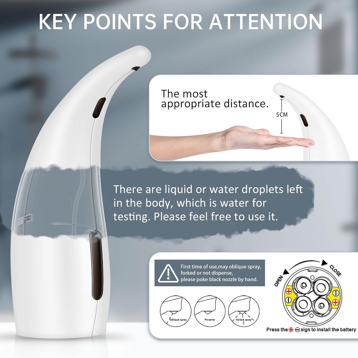 Automatic Liquid Soap Dispenser,300ML Touchless 4 Gear Adjustable,Countertop Electric Battery