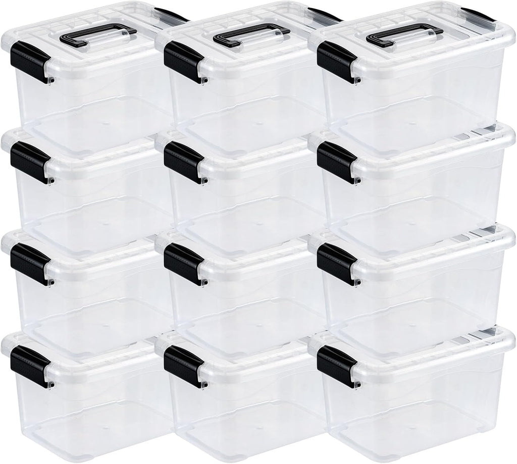 Nazhura Plastic Storage Bin, Stackable and Nestable Storage Boxes with White Lids and Secure